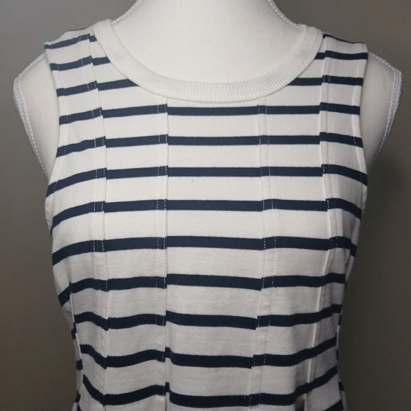 Anthropologie X Postcard Nautical Peplum Tank Blue & White Striped Size Small - Picture 2 of 8
